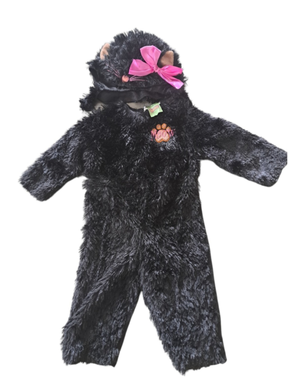 HALLOWEEN COSTUME black cat TWO piece Plush jumpsuit hat cat ears BABY Animal